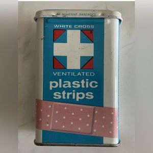 Vintage 1950s American White Cross Plastic Bandages Tin Filled Assorted Bandages